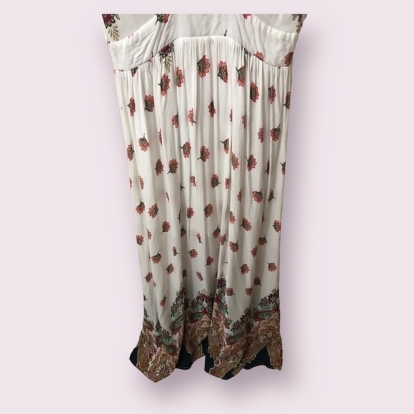 Umgee Womens Rayon Mixed Floral Print V Neck Cap Sleeves Maxi Dress Size M - Picture 4 of 15